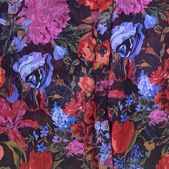 💫HP‼️💫 100% SILK NWT PAIGE Elynne Floral Blouse w/ Neck Tie in Black, Size XXS - Picture 6 of 8